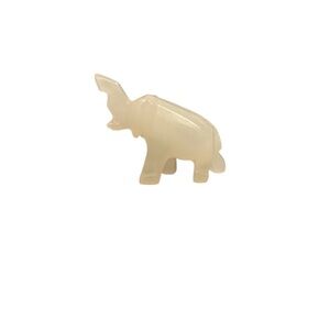 Vintage white onyx hand carved elephant figurine